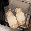 Nuevas sandalias de mujer estilo francés sin cordones, pantuflas de moda florales de suela plana, otoño/invierno 2026, con forro polar añadido