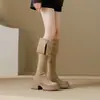 Botas de mujer hasta la rodilla con suelas gruesas y tacones gruesos, botas de tacón alto de doble uso a la moda, botas de mujer adelgazantes para el otoño