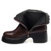 Una generación de botas cortas de cuero suave de invierno nuevas, talla grande, para mediana edad y ancianas, cómodas, de suela suave, zapatos de algodón para madre, botas de algodón con forro polar para mujer