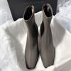 Botas Elegantes para Outono e Inverno 2026, Novas Botas de Salto Alto Estilo Francês, Slimming Elásticas, Versão Coreana, Botas Curtas Simples de Salto Grosso para Mulheres