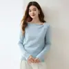 Suéter de punto para mujer, diseño de cordones con cuello redondo de estilo simple, jersey ajustado, top adelgazante con sensación de alta gama francesa