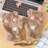 Guantes de felpa gruesos a cuadros de primavera y verano para niñas, manoplas cálidas a prueba de viento y frío, guantes cálidos para montar