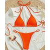 2025 Nuevo Bikini Sexy de Playa para Mujer de Color Sólido Transfronterizo Cintura Alta con Cordones Comercio Exterior Traje de Baño Europeo y Americano para Mujer