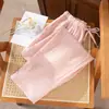 Pantalones de pijama de gasa de algodón puro estilo japonés para pareja, pantalones finos de primavera-verano, pantalones holgados de color liso para casa, adecuados para usar al aire libre y para caminar