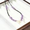 Nuevo collar de perlas de agua dulce de cristal negro puntiagudo para mujer, cadena de clavícula con cuentas de amatista y grava, collar de lujo ligero y combinable con todo.