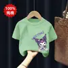 2026 Nueva Camiseta de Algodón Puro Elegante de Manga Corta para Niñas Ropa de Verano para Niñas Mayores Manga Media Niñas Pequeñas Top con Estampado de Dibujos Animados