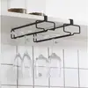 Portacopas de Vino Tinto Invertido sin Perforaciones Metal Colgante Copa Gabinete Estante de Almacenamiento Doméstico Estante de Almacenamiento de Lujo Ligero