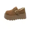 Zapatos de mujer estilo Birkenstock con suela gruesa y forro de felpa, colección otoño/invierno 2025, mocasines retro sin cordones, zapatos de algodón cálidos estilo Birkenstock