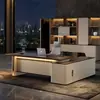 Escritorio de Oficina Escritorio de Jefe Luz de Escritorio Lujo Gama Alta Moderno Minimalista Conjunto de Escritorio y Silla Presidencial Muebles de Oficina Escritorio Ejecutivo