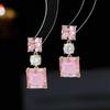 S925 agulha de prata super flash zircon brincos embutidos moda simples all-match brincos elegantes nicho geométrico brincos quadrados