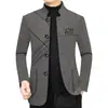 Suministro exclusivo transfronterizo: chaqueta de otoño e invierno para hombre, estilo de negocios, cuello alto, acolchada y forrada de polar, a rayas, chaqueta de chenilla, ropa exterior para hombre