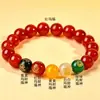 Pulsera de ágata roja natural al por mayor del Dios de la Riqueza de Cinco Vías, nueva tendencia china, pulsera roja popular para hombres, mujeres y parejas en su año zodiacal