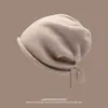 Gorro de Punto Grueso para Mujer, Otoño e Invierno, Versátil Cálido Coreano con Borde Enrollado, Gorro de Punto de Moda Famoso en Internet para Clima Frío