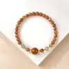 Pulseira de Jade Natural Cookwen para Meninas, Pulseira de Jade Hetian Água Clara Leve, Pulseira com Contas de Transferência de Ágata Cera de Abelha