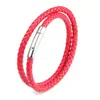 Pulsera pulsera de acero de titanio hecha a mano de cuero de comercio exterior europeo y americano pulsera de cuero tejida pulsera de cuero cuerda de cuero de acero inoxidable