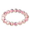 Pulsera de Perlas Redondas Copo de Nieve Fantasma Rosa Natural de Cristal Mingdu Pulsera de Cuerpo de Agua Blanca Copo de Nieve Fantasma Outlet de Fábrica
