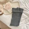 Meias femininas outono e inverno pilha meias jk quente cor sólida malha lã perna cobrir mulheres y2g panturrilha meias longas