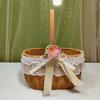 Cesta portátil tipo rattan, decoração para casa, cesta de armazenamento, arranjo de flores feito à mão, cesta de renda portátil