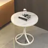 Mesa auxiliar de pizarra de lujo ligero, mesa de café pequeña, mesa de esquina para sofá de sala de estar de mármol, mesa redonda pequeña móvil simple para balcón