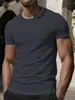 Nueva Camiseta de Verano Manga Corta Malla de Alta Gama Seda de Hielo Floral Manga Corta Camisa para Hombre Cuello de Camisa Verano Color Sólido