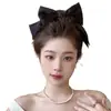 Elegante y elegante horquilla para el pelo con lazo grande y resorte, con clip para la parte superior de la cola de caballo, estilo retro de alta calidad para niña.