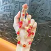 Bolsa de la Suerte de Brocado Estilo Chino Dinastía Song Calabaza Cadena de Teléfono con Cuentas de Cristal Llavero Colgante de Bolsa Exquisito Lindo Venta al por Mayor