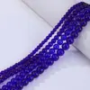 Contas Redondas de Vidro de Cristal Azul Escuro, Contas Soltas Facetadas de Vidro de Cristal, Contas Planas Coloridas em Roda, Acessórios para Joias em Fio Inteiro