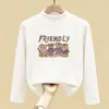 Camiseta de manga comprida para meninas, novo estilo outono/inverno, segunda pele infantil, gola alta meia-lua de veludo alemão, blusa macia escovada para meninas pequenas