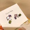 Brincos Geométricos Coloridos com Microincrustação de Zircônia Populares Acessíveis Luxo High-End Brincos Únicos 2023 Novo Estilo Quente Brincos para Mulheres