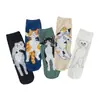 Calcetines de comercio exterior transfronterizos estilo académico coreano japonés para mujer, lindos calcetines de gatito de dibujos animados para otoño e invierno, fabricantes al por mayor