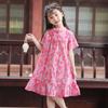 Ropa para Niños 2026 Verano Nuevo Estilo Niños Algodón Seda Cheongsam Niñas Pequeño Floral Estilo Chino Vestido Cheongsam Bebé Hanfu