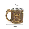 Copa de Vino Calavera Taza de Resina Vajilla Vikingo Ktv Jarra de Cerveza Calavera Revestimiento de Acero Inoxidable Estilo Retro