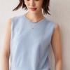 Camisola de Cachemir 100% para Mujer, Cuello Redondo de Punto sin Mangas Top Base