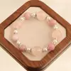 Pulsera Rosa Natural Cristal Rosa Morado Litio Gris Amor Mo Rosa para Mujer Pulsera de Cristal Rosa para Mujer Modelo de Nicho para Mujer