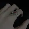 Anillo Transfronterizo Retro Exagerado Cruz Oscura Amor Rojo Circonita Dedo Anular Anillo Abierto Ajustable
