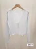 Suéter de Tricô Cardigan Cor de Damasco com Cadarço, Estilo Fino de Verão, Cobertura Protetora Solar, Top Curto Único e Bonito