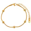 Pulsera de Acero Inoxidable Chapado en Oro de 24K para Mujer, Estilo Ins Retro Accesible de Lujo, Exquisita Cadena Hueso de Serpiente con Cuentas