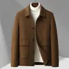Abrigo de tweed de lana de oveja de alta calidad, doble cara, para hombre, corto, nuevo para otoño e invierno 2024, chaqueta de abrigo de lana, abrigo de lana