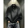 Camiseta de manga larga con estampado de escamas de dragón azul oscuro para hombre, cuello Henley de otoño, sudadera holgada informal, top deportivo texturizado