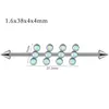 Pendientes de Acero Inoxidable Galvanizado Cilíndricos con Película Brillante, Doble Agujero, Cadena de Cinco Estrellas, Rosca Externa, Pendientes Largos