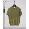 Camisa Polo de Punto Hueco de Seda de Hielo Color Verde Pino Manga Corta Estilo Old Money Cuello Camisero Camiseta Dropshipping Transfronterizo Fábrica al por Mayor