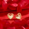 Aretes de Corazón con Escamas de Pez Chapados en Oro CNC Diseño de Nicho Pendientes de Lujo Accesibles de Moda para Regalo de Cumpleaños de Novia y Día de San Valentín