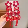 Pasadores para el Cabello de Niña, Lindo Adorno para la Cabeza con Flor y Lazo para Niñas, Nuevos Accesorios para el Cabello Festivos de Año Nuevo para Mujeres