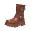 2024 Nuevas Botas con Hebilla de Cinturón Europeas y Americanas Botas Romanas Retro Botas de Cañón Bajo Botas Martin Talla 28-43 Botas de Comercio Exterior