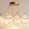 Luminária de Cristal Francesa Lustre para Sala de Estar Flor de Cinco Folhas Criativa Lâmpada Simples Moderna para Quarto Principal Restaurante Nova Lâmpada Zhongshan