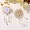 Estilo Hong Kong Retro Borla Cuentas de Arroz Borde Malla Camelia DIY Pasador Pendientes Adornos para el Cabello de Mujer Colgante para Ropa Accesorios de Borla