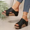 Chanclas de cuña transfronterizas de verano para mujer Wish2025 Nuevas talla grande plataforma suela gruesa remache chanclas al por mayor