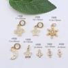 Pingente Inlaid de Ouro 14K Preenchido Preserva Cor Zircônia Mista Flor Redonda Coração Acessório Material para Colar DIY Formato de Gota