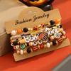 Pulseira de Argila Macia de Abóbora de Halloween Transfronteiriça da Amazon Pulseira Multicamadas Série de Halloween de Liga Punk com Letras para Mulheres