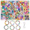 Venta transfronteriza de set de 24 compartimentos de cuentas de arcilla blanda para pulseras, collares y accesorios DIY para niños, directo del fabricante